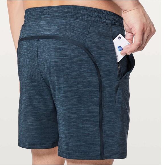 Lululemon Pace Breaker Short Linerless 7" Heather Allover Iron Blue True Navy M - Picture 2 of 5